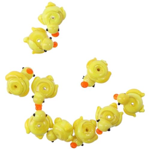 10 Pcs Duck Lampwork Beads Pendants 15X15mm Cartoon Animal Loose Beads for Necklace Bracelet DIY Jewelry Making