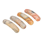 PATIKIL 4 Pcs Natural Stone, 36 x 10 mm Natural Curved Clear Quartz Stone Crystal Handmade Jade Flat Beads for DIY Crafting, Agate - color: Agate