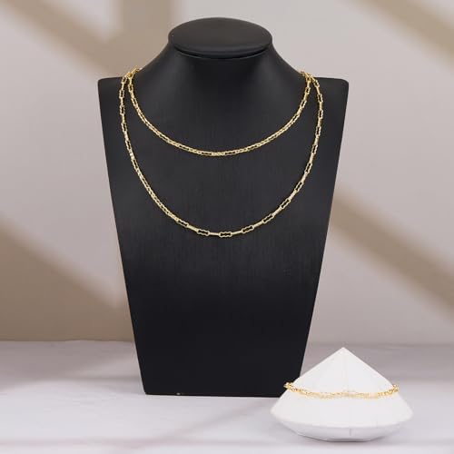 5 Meters Gold Plated Chain for Jewelry Making Stainless Steel Link Chains Bulk on Spool with Jump Rings Lobster Clasps - color: Gold