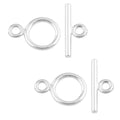 10 Sets Elegant Round Toggle Clasp T-Bar Closure 14mm (0.55 Inch) Sterling Silver Plated Brass for DIY Craft Jewelry Making CF181-1 - color: Silver (simple design), size: 14mm/simple - 10 Sets