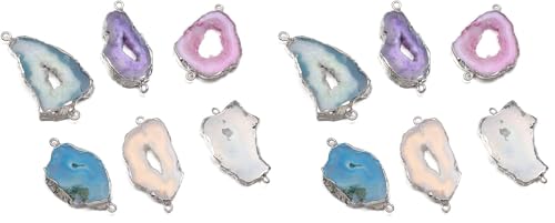 Natural Agate Geode Crystal Druzy Connectors Pearl Links Jewelry Connectors Charms DIY for Necklace or Jewelry Making（3 pcs） - size: 20X40-30X60mm (Pack of 2)