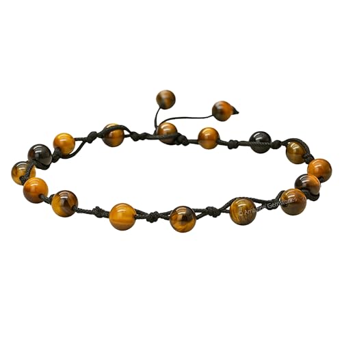 Amazing Gemstone Crystal Anklet Ankle Bracelets for Women - Waterproof Beaded Healing Crystal Anklets, Plus Size Chakra Gemstone Bead Anklet - color: Tigers Eye, style: Hand Knotted
