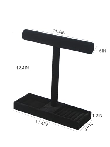 Multi-Use Jewelry Holder Stand, Necklace Bracelet Ring Organizer Stand, Scrunchie Watches Velvet Jewelry Holder Stand With Tray for Women Home Use(Black Color) - color: Black