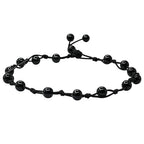 Amazing Gemstone Crystal Anklet Ankle Bracelets for Women - Waterproof Beaded Healing Crystal Anklets, Plus Size Chakra Gemstone Bead Anklet - color: Black Obsidian, style: Hand Knotted
