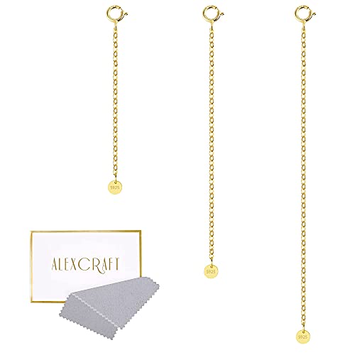 14K Gold Necklace Extenders 925 Sterling Silver Necklace Bracelet Ankle Extender Chain Extensions for Jewelry Making（2 3 4 inch） - style: 14K Gold-Round Tag