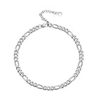 U7 Women Girls Barefoot Jewelry 18K Gold or Rose Gold Stainless Steel Heart/Rope/Figaro/Cuban Chain Anklet Foot Bracelet, 25-30 CM Long - color: Stainless Steel-5mm-Figaro Chain