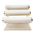 Detachable Bracelet Holder, Three Tier Racks Jewelry Display Stand, Stylish Velvet Wrist Watch Organizer, Beige - color: Beige