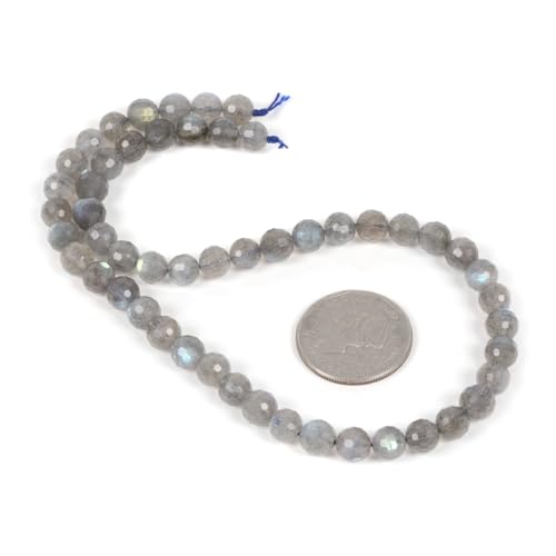 Labradorite 8mm Gemstone Faceted Round Loose Strand Beads for DIY Necklace Bracelet Jewelry Making 15 Inch - color: Labradorite