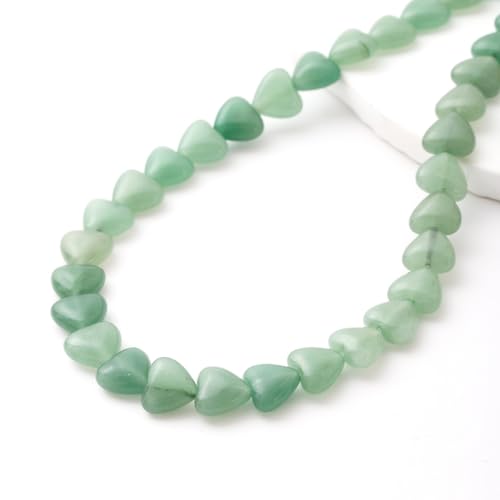 10mm Natural Green Aventurine Stone Beads Heart Shape DIY Loose Gemstone Energy Healing Crystal Charms for Jewelry Making Handmade - color: Green Aventurine