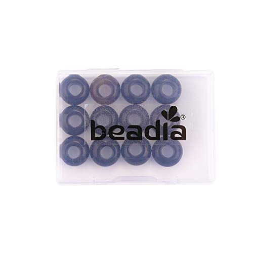 BEADIA Natural Black Onyx Rondelle Stone with Large Hole (5.5mm) Loose Semi Gemstone Beads for Jewelry Making 14mmx7.5mm 12pcs - color: Black Onyx, size: 14mm x 7.5mm
