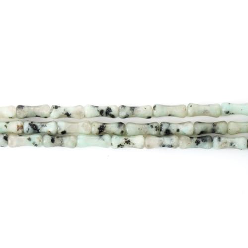 5x12mm Natural Kiwi Jasper Stone Bamboo Shape Gem Healing Energy Loose Spacer Beads for DIY Necklace Bracelet Earring - color: Kiwi Jasper