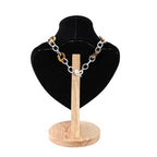 MOOCA 2 Pcs Set Necklace Chain Jewelry Display Holder, Jewelry Stand, Necklaces Display Mannequin Bust Stand, Wood Sturdy Base, Black Velvet - color: 2-Pcs Black Velvet