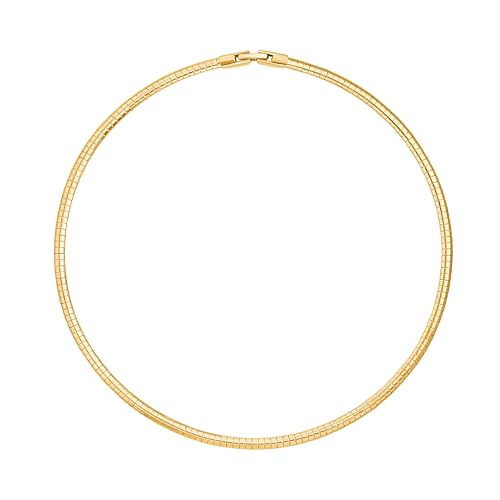 Aobei Pearl 18K Gold Plated Cuff Choker Necklace for Women Chunky Wire Chain Collar Jewelry - style: Flat Omega Choker