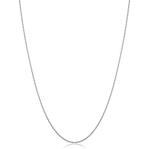 Kooljewelry Womens Classic Rope Chain - 14k White Gold Barely-There Necklace Thin Lightweight - size: 20 inch, style: 0.7 mm wide