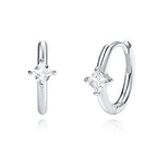 Me&Hz Gold Huggie Earrings Small Huggie Hoop Earrings for Women 14K Gold Plated Hypoallergenic Cubic Zirconia Huggies Mini Silver Hoop Earring for Women - color: Diamond,Silver