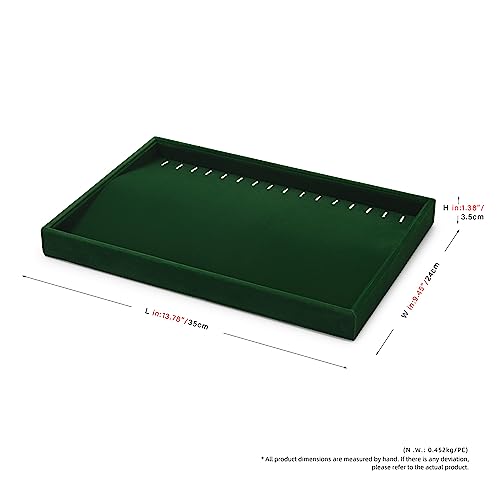 16 Slots Velvet Necklace Bracelet Tray Jewelry Trays Jewelry Drawer Organizer for Necklace, Bracelets, Watch Storage Display (Green) - size: 16 Slot