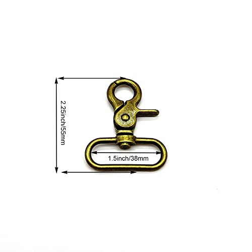 1.5 inch Swivel Hooks for Purse 1 1/2 inch Swivel Lobster Clasp Antique Bronze Snap Clips Lobster Claw Lanyard Swivel Clasps for Bag Strap 38mm Extra Large Lobster Clasps 10pcs 1.5" - color: 1.5 inch Swivel Lobster Clasps Antique Bronze