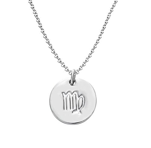 925 Sterling Silver Zodiac Necklace Disc Charm Necklace Gift for Your Wife Girlfriend or Family Member - style: Virgo