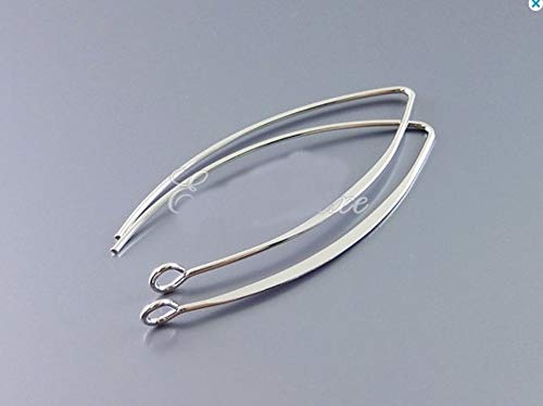 Adabele 100pcs Hypoallergenic Long V Shape Marquise Earring Hooks 45mm Sterling Silver Plated Ear Wire (Strong Wire 0.9mm/19 Gauge) DIY Craft Earrings Jewelry Making250-S - color: Silver