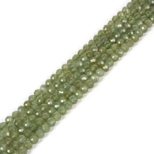 Natural Green Kyanite 4mm Faceted Round Beads Loose Beads 16 Inch for Jewelry Making Beads - color: Green Kyanite