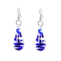 Glass Water Drop Shape Glaze Spiral Dangle Earrings Lampwork Handmade Glass Bead Geometric Earrings for Women Jewelry - color: Deep Blue