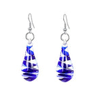 Glass Water Drop Shape Glaze Spiral Dangle Earrings Lampwork Handmade Glass Bead Geometric Earrings for Women Jewelry - color: Deep Blue