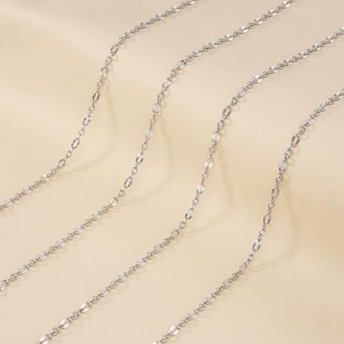 16.4 Feet Stainless Steel Oval Lip Jewelry Making Chains Silver Chain Bulk for Jewelry Making DIY Craft Findings - color: Lip Silver