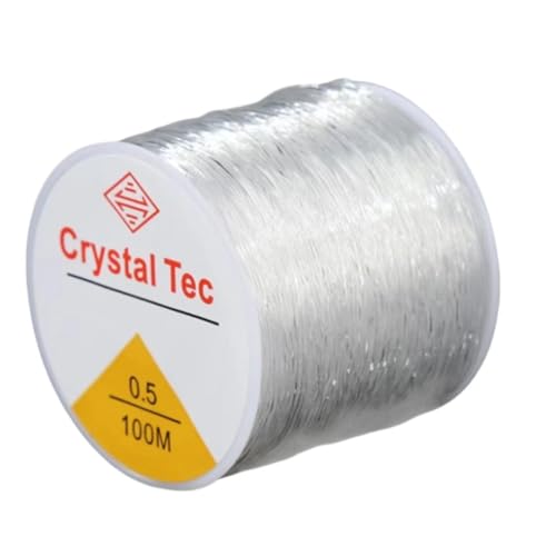 0.5mm Elastic String Cord,Sturdy Crystal Stretch String for Beading,Bracelets Jewelry Making,Necklaces,Fishing Rope and Crafts(328FT/Transparent White/S) - size: Small