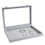 Wudygirl Velvet Jewelry Organizer Empty Jewelry Tray Organizer Jewelry Box Storage Case Display Necklaces Earring Stackable Tray Containers Clear Lid (DIY Box) - style: Empty Tray