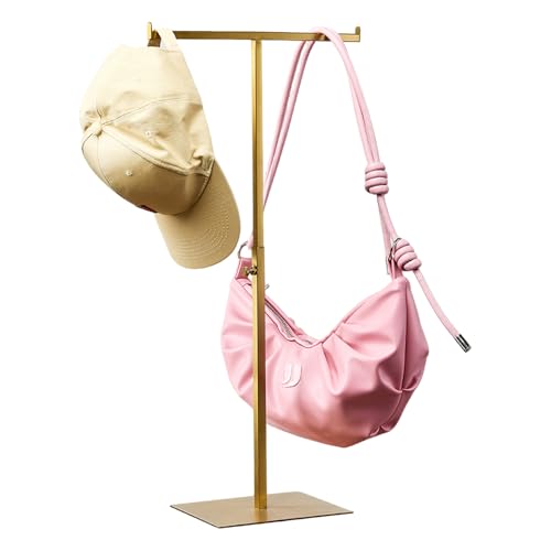 Display Stand Stainless Steel Jewelry Towers Bag Stand Tabletop Double Hook Hanging Jewelry Stands for Necklaces Organizer Stand Adjustable Height Home Store Boutique, Gold - color: Titanium Color - 1 Pcs (Anti-fingerprint)