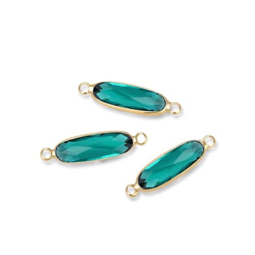5pcs Adabele Grade A May Emerald Green Birthstone Connector Link 21mm Rectangle Bar 18K Yellow Gold Plated Crystal Rhinestone Bead for DIY Craft Jewelry Making CCP9-G5 - color: Gold Plated, size: 21mm (0.83") - 5pcs