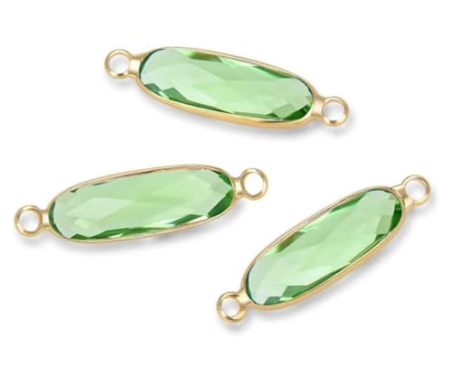 5pcs Adabele Grade A August Peridot Green Birthstone Connector Link 21mm Rectangle Bar 18K Yellow Gold Plated Crystal Rhinestone Bead for DIY Craft Jewelry Making CCP9-G8 - color: August/Peridot Green - Gold Plated, size: 21mm (0.83") - 5pcs