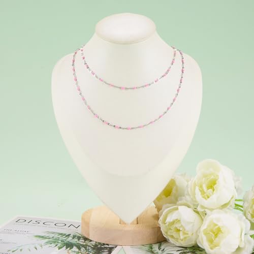 UMAOKANG 16.4 Feet Pink Enamel Jewelry Making Chain Roll Stainless Steel Craft Chain DIY Jewelry Supplies - color: Steel-Pink