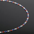 YOUBEIYEE 2 Meters Silver Plated Chain for Jewelry Making USA Flag Enamel Chain Roll Brass Chains Bulk with Jump Rings and Lobster Clasps - color: USA Flag Color