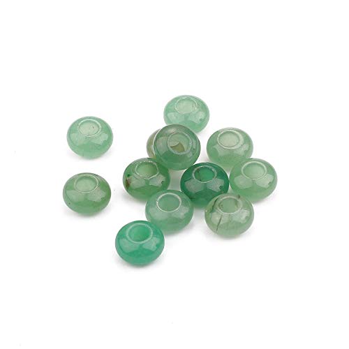 BEADIA Natural Green Aventurine Rondelle Stone with Large Hole (5.5mm) Loose Semi Gemstone Beads for Jewelry Making 14mmx7.5mm 12pcs - color: Green Aventurine, size: 14mm x 7.5mm