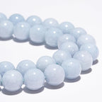 8mm Natural Aquamarine Gemstone Beads Polished Round Smooth Stone Beads for Bracelets Jewelry Making 15inch Loose Beads - color: Aquamarine, size: 8mm