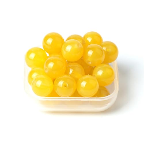 100Pcs Natural Stone 6mm Yellow Agate Round Loose Gemstone Energy Healing Beads Hole Size 1mm DIY Smooth Beads for Bracelet Necklace Earrings Jewelry Making - color: Yellow Agate, size: 6mm