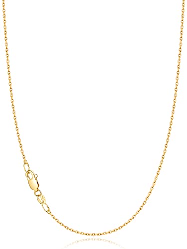 Jewlpire 18k Gold Plated 925 Sterling Silver Chain Necklace for Women, 1.1mm Cable Chains Necklace Thin & Dainty & Sturdy Women's Chain Necklaces, 14/16/17/18/20/22/24 Inches - color: 18K Gold Plated, size: 18 Inch (Women's Average Length)