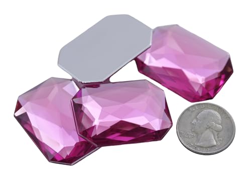 40x30mm Hot Pink A20 Large Flat Back Octagon Acrylic Rhinestones Cosplay Costume Gems Plastic Jewels Embelishments DIY Crafts Gemstones - 4 Pieces - color: Pink Hot A20