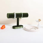Bracelet T Bar Display for Selling, Wahtch Stand Jewelry Display, Velvet Bangle Holder Organizer【Green】 - color: Green