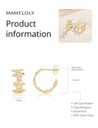 Mameloly Flower Earrings for Women Dainty 14K Gold Plated White Freshwater Pearl Stud Earrings Hypoallergenic - color: Lilac