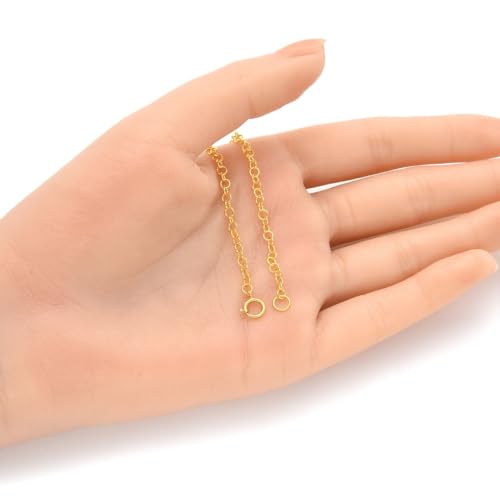 1pc Adabele Real Yellow Gold Plated Sterling Silver Round Link Cable Chain Extender Clasp Strong Removable Adjustable 5 inch Extension for Necklace Bracelet Anklet Jewelry Making SS106-5 - color: Gold plated Sterling Silver, size: 5 inch