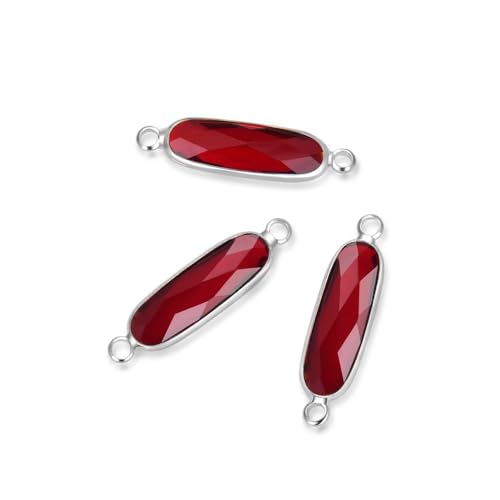 5pcs Adabele Grade A January Siam Red Birthstone Connector Link 21mm Rectangle Bar Sterling Silver Plated Crystal Rhinestone Bead for DIY Craft Jewelry Making CCP9-S1 - color: January/Red - Silver Plated, size: 21mm (0.83") - 5pcs