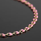 Pink Enamel Chain for Jewelry Making, 2 Meters Gold Plated Brass Cable Link Chain Roll with 30pcs Jump Rings and 10pcs Lobster Clasps - color: Pink