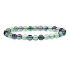Angelstones Handmade Natural Healing Gemstone 6mm Round Beads Stretch Crystal Bracelet 7 Inch Unisex - color: Clear Green Fluorite