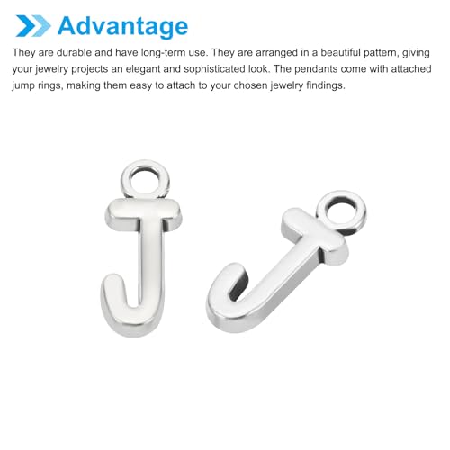 PATIKIL Letter Charm, 50pcs Alphabet Initial Pendant Charm Bulk DIY for Jewelry Making Bracelets Earrings Necklace - style: J