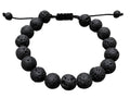 GAF TREASURES Grade A ++ Gemstone Round Bead Adjustable Bracelet 10mm, Genuine Crystal Bead Bracelet, Gift for Men & Women - color: Black Lava