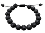 GAF TREASURES Grade A ++ Gemstone Round Bead Adjustable Bracelet 10mm, Genuine Crystal Bead Bracelet, Gift for Men & Women - color: Black Lava