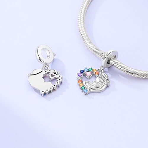 LAZA Charms for Bracelets 925 Sterling Silver Butterfly Summer Travel Ocean Lucky Charm Beads Pendant Jewelry for Women Mom - color: Loving mother hugs baby