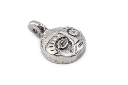 The Bead Chest African Silver Mask Charm Pendant (19x14mm): Genuine West African Mask Design for DIY Jewelry & Necklaces - color: Silver, size: Round Charm (19x14mm)